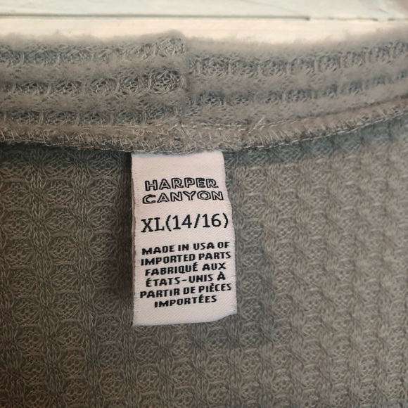 Harper Canyon Gray Waffle Knit Button Cardigan V neck - Picture 5 of 6